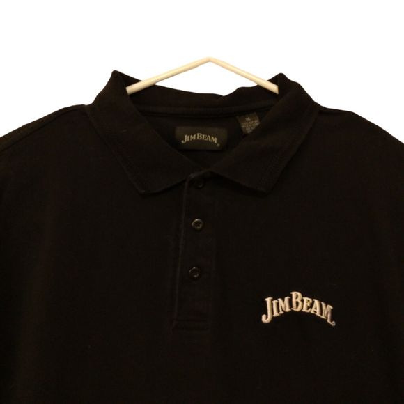 Jim Beam Whiskey polo shirt mens XL Xlarge black short sleeve cotton embroidered - Picture 2 of 9